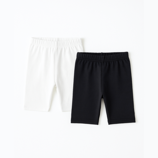 Set Biker Short Niñas x 2 (Blanco / Negro)