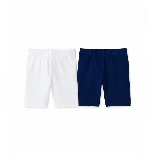 Set Biker Short Niñas x 2 (Blanco / Azul)