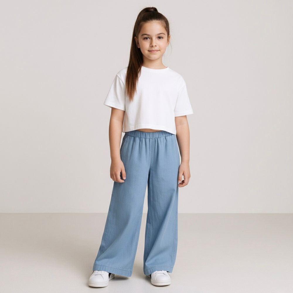Palazo Pantalón Flare Niña - Denim
