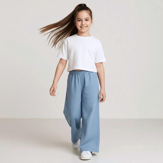 Palazo Pantalón Flare Niña - Denim