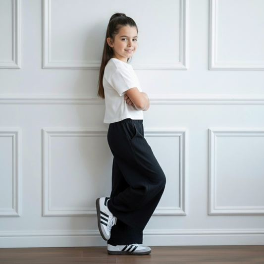Palazo Pantalón Flare Niña - Negro