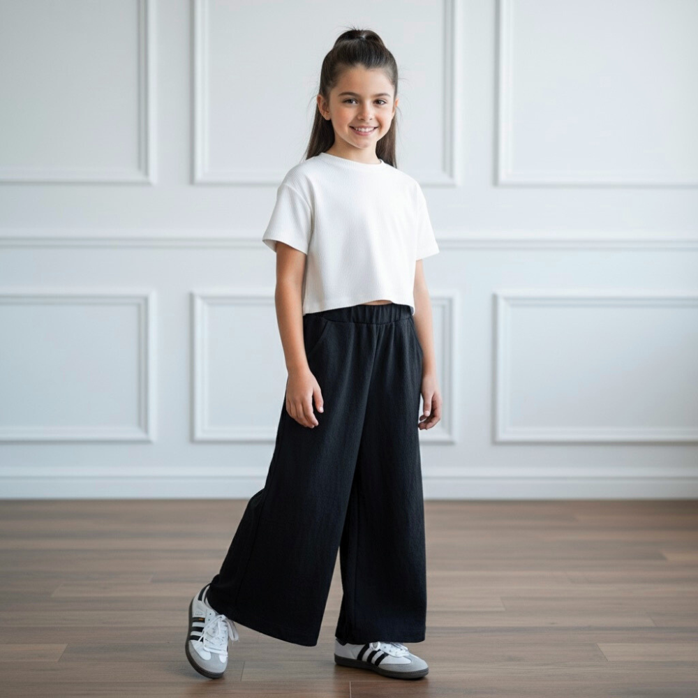 Palazo Pantalón Flare Niña - Negro