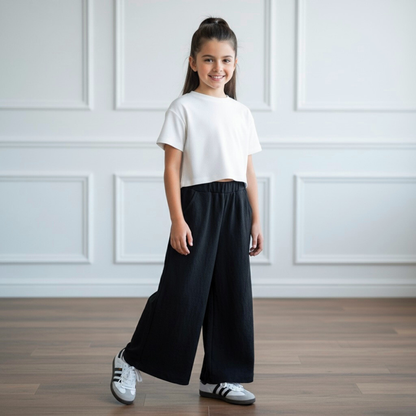 Palazo Pantalón Flare Niña - Negro