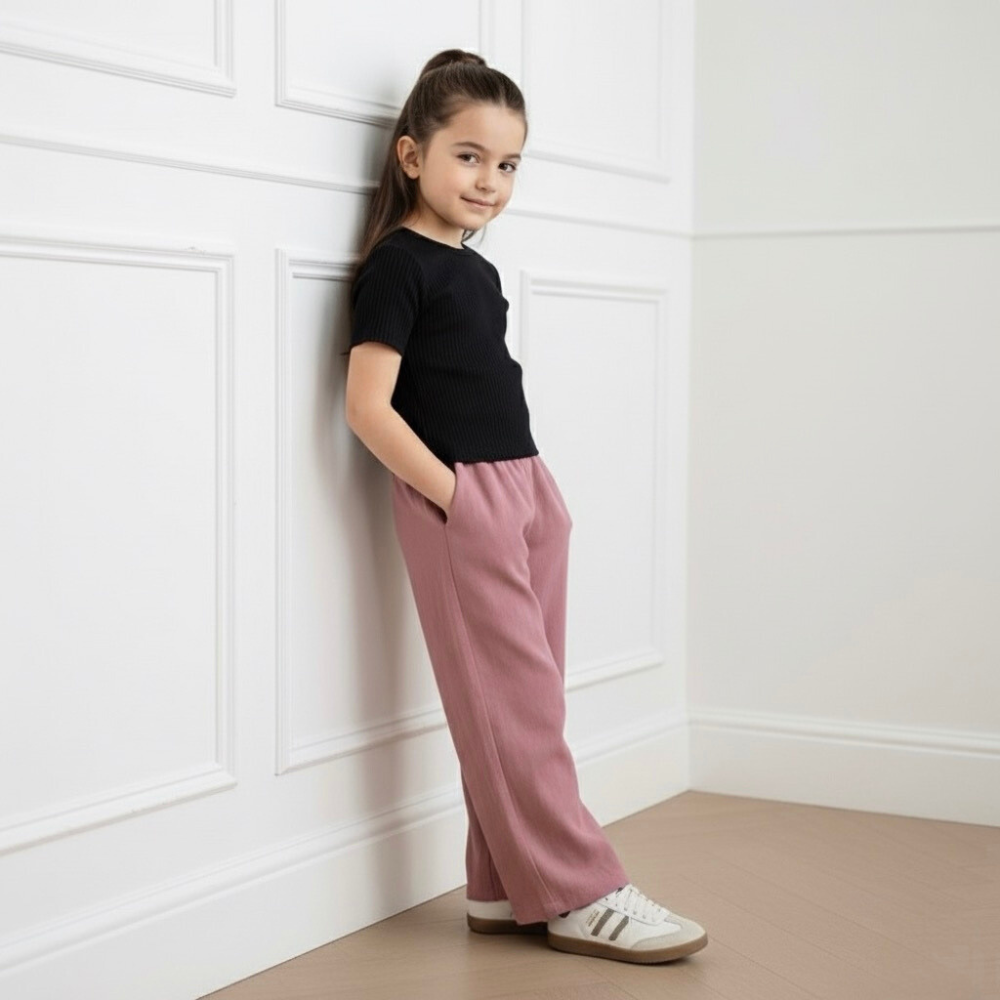 Palazo Pantalón Flare Niña - Malva