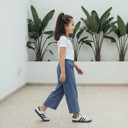 Pantalón Culotte Niña Bolsillos - Azul Cobalto
