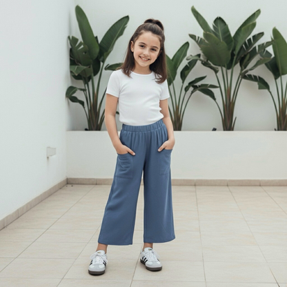 Pantalón Culotte Niña Bolsillos - Azul Cobalto