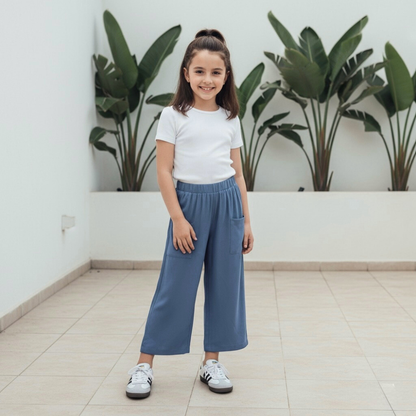 Pantalón Culotte Niña Bolsillos - Azul Cobalto
