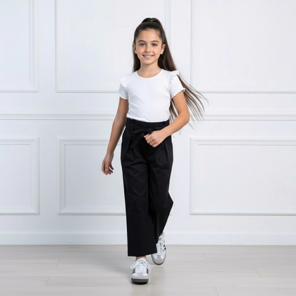 Pantalón Culotte Niña Lazo - Negro
