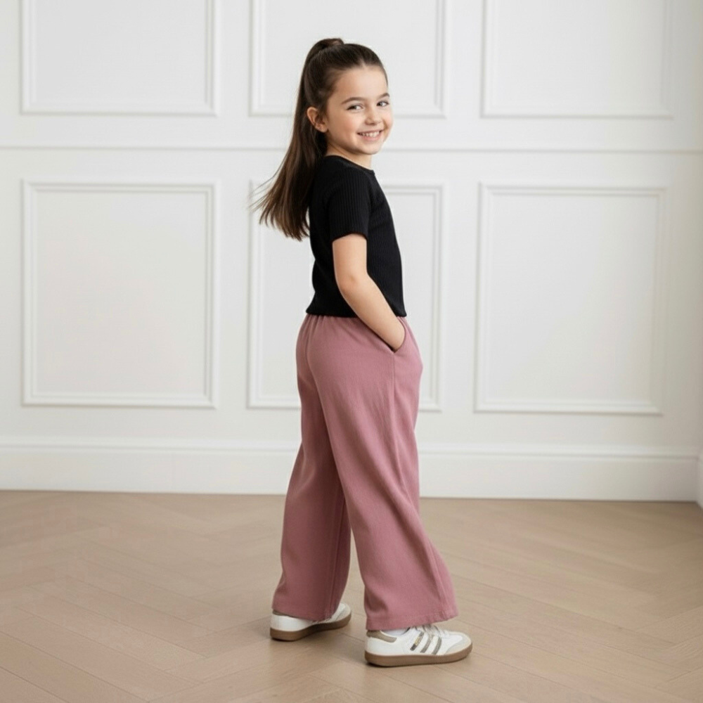 Palazo Pantalón Flare Niña - Malva