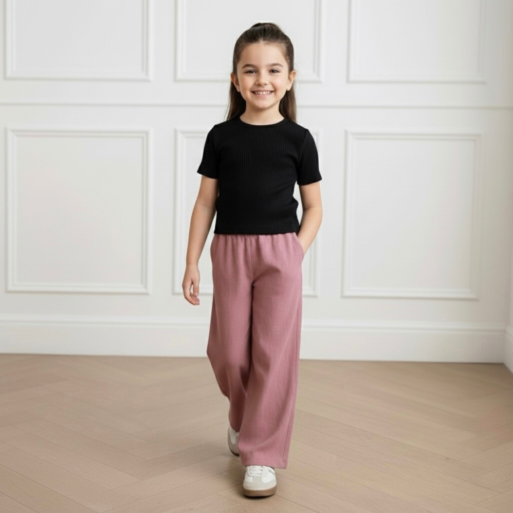 Palazo Pantalón Flare Niña - Malva