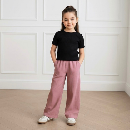 Palazo Pantalón Flare Niña - Malva