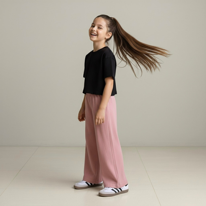 Palazo Pantalón Flare Niña - Palo Rosa