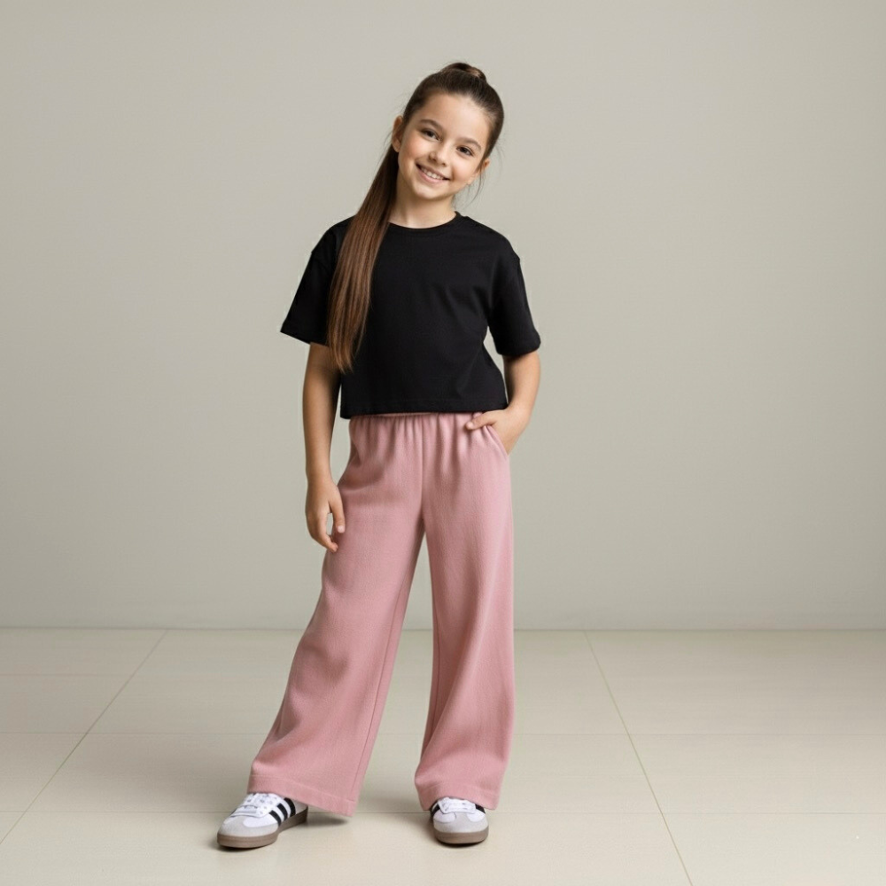 Palazo Pantalón Flare Niña - Palo Rosa