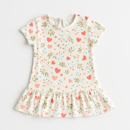 Polo Niña Floral 100% Algodón (Ivory)