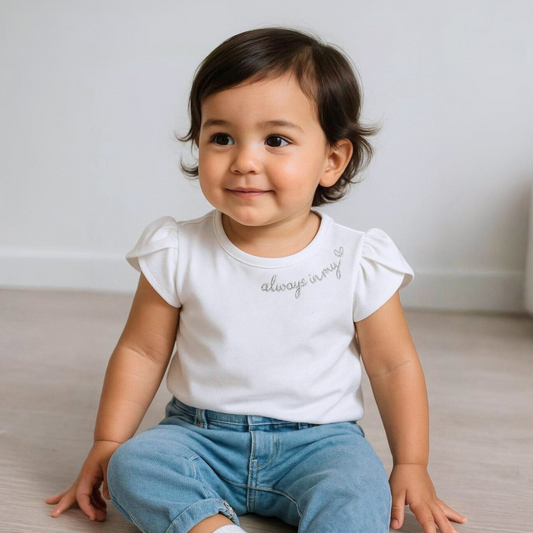 Polo Bebé Niña "Always in my 🤍" (Blanco)