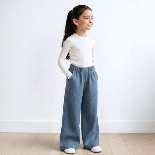 Palazo Pantalón Flare Niña - Cobalto