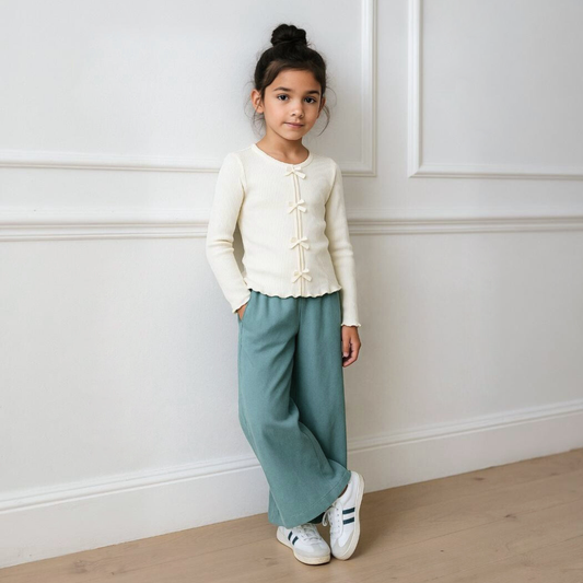 Palazo Pantalón Flare Niña - Menta