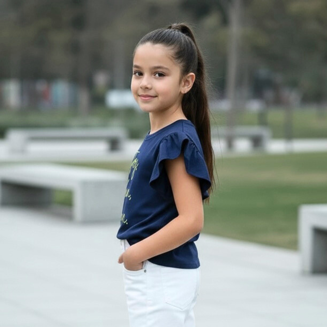 Polo Niña Joy Azul (100% algodón)