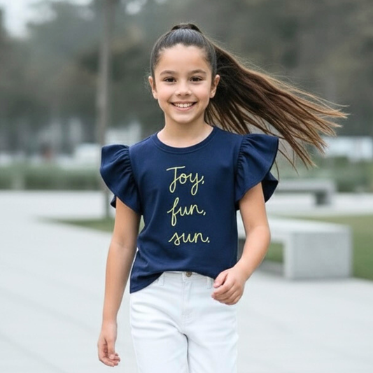 Polo Niña Joy Azul (100% algodón)