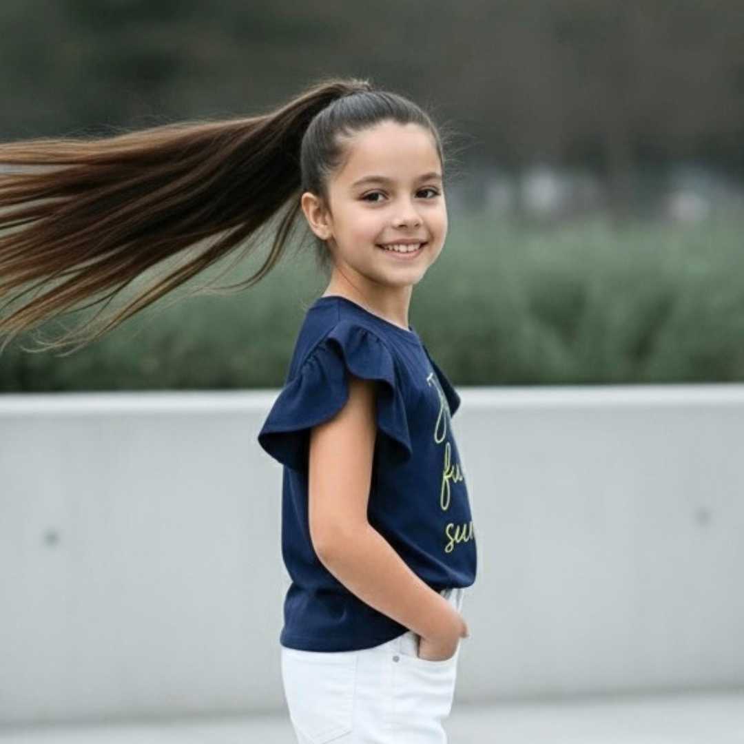 Polo Niña Joy Azul (100% algodón)