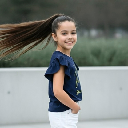 Polo Niña Joy Azul (100% algodón)