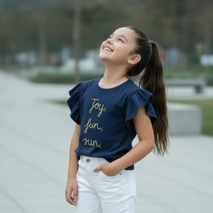 Polo Niña Joy Azul (100% algodón)