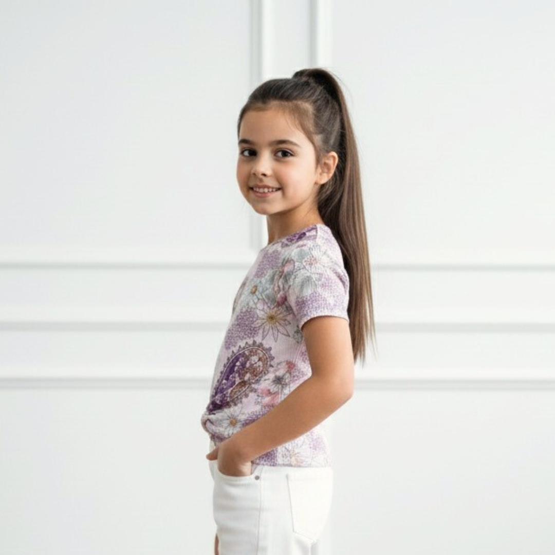 Polo Niña Rib Nudo (Lila - Rosa)