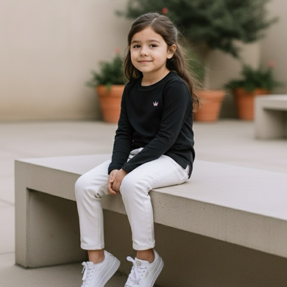 Polo Niña Bordado Negro (100% algodón)