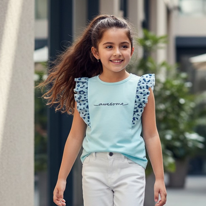 Polo Niña Awesome Aqua (100% Algodón)