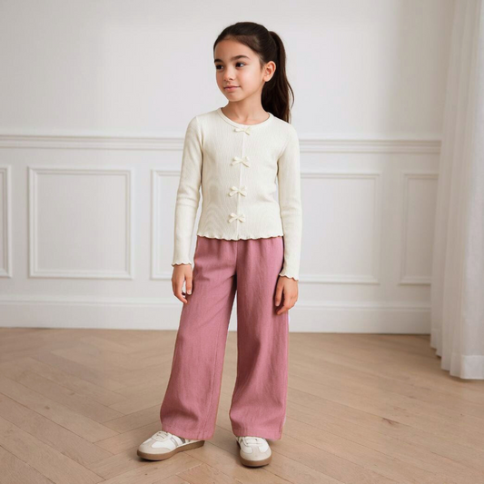 Palazo Pantalón Flare Niña - Rosa