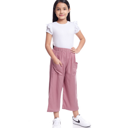 Pantalón Culotte Niña Bolsillos 1 - Rosa Malva