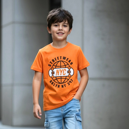 Polo Brooklyn Naranja Niño – 100% Algodón