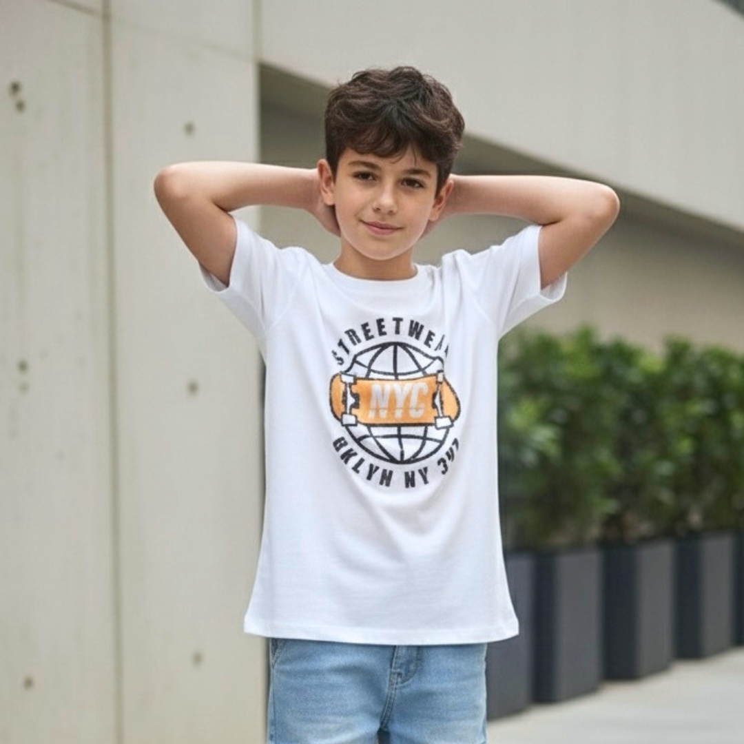 Polo Brooklyn Blanco Niño – 100% Algodón