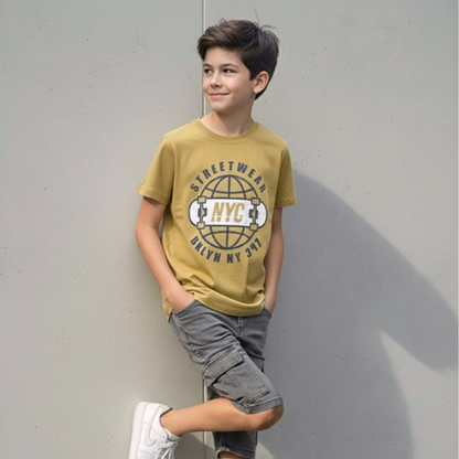 Polo Brooklyn Mostaza Niño – 100% Algodón