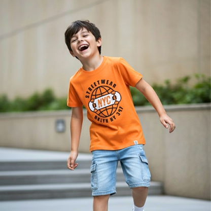 Polo Brooklyn Naranja Niño – 100% Algodón