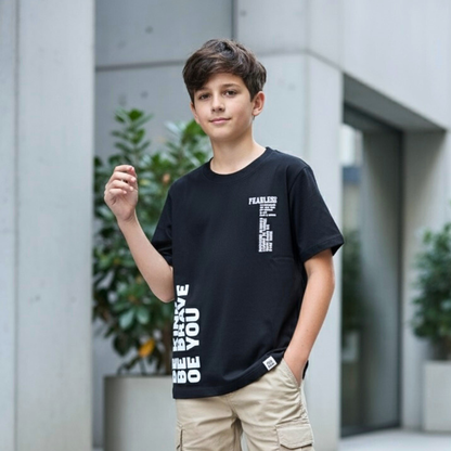 Polo Niño Fearless Negro – 100% Algodón