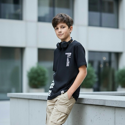 Polo Niño Fearless Negro – 100% Algodón