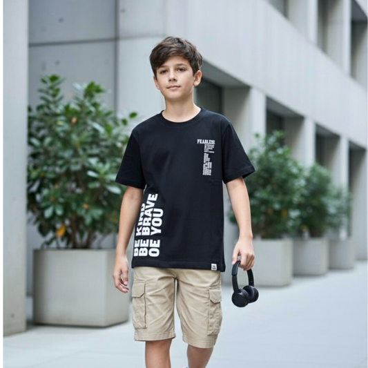 Polo Niño Fearless Negro – 100% Algodón