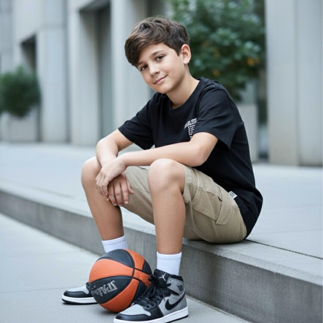 Polo Niño Fearless Negro – 100% Algodón