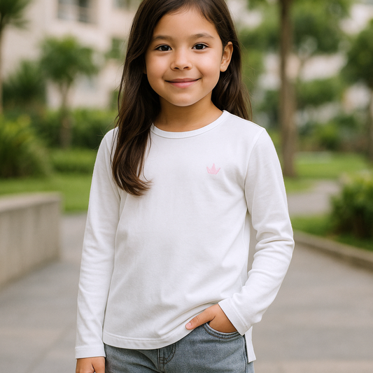 Polo Blanco Bordado Niña - Le Petit Company | Ropa para Niños y Niñas