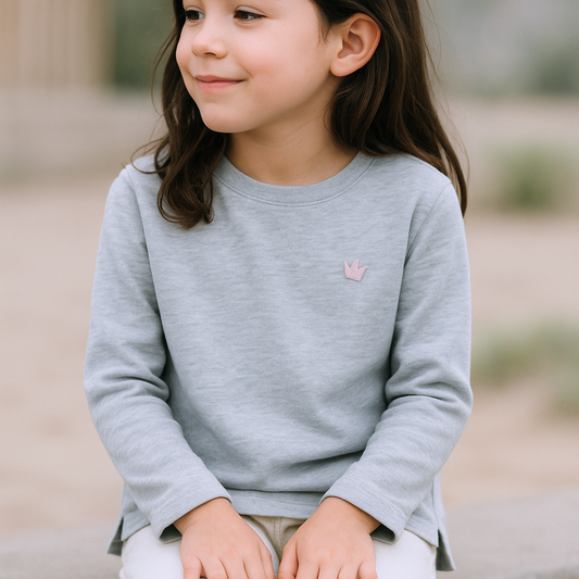 Polo Gris Bordado Niña - Le Petit Company | Ropa para Niños y Niñas