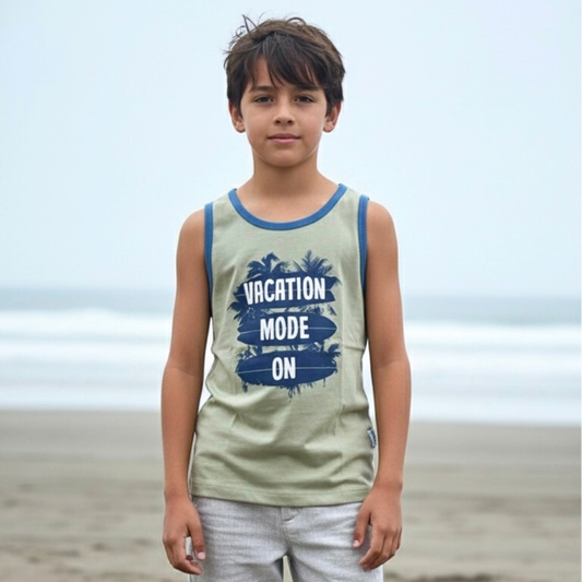 Polo Manga Cero Bividi Nino Algodón Vacation Mode Verde ANG Kiz