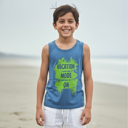 Polo Manga Cero Bividi Nino Algodon Vacation Mode Celeste ANG Kidz