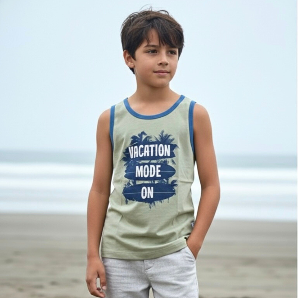 Polo Manga Cero Bividi Nino Algodon Vacation Mode Verde ANG Kidz