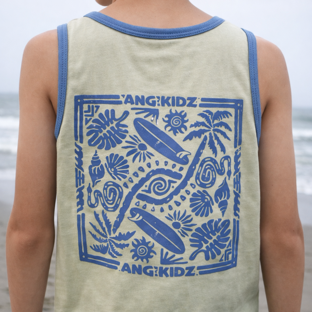 Polo Manga Cero Bividi Nino Algodon Verde Estampado Espalda ANG Kidz