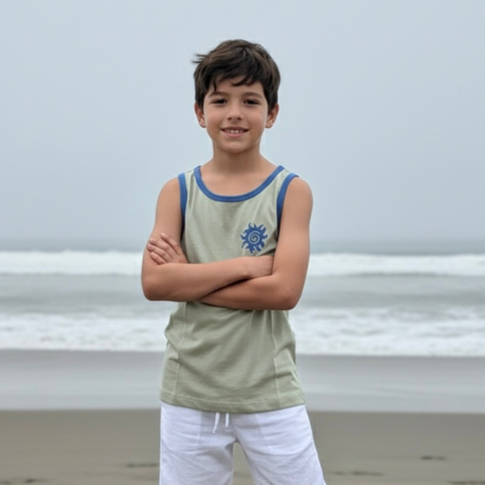 Polo Manga Cero Bividi Nino Algodon Verde Estampado Espalda ANG Kidz