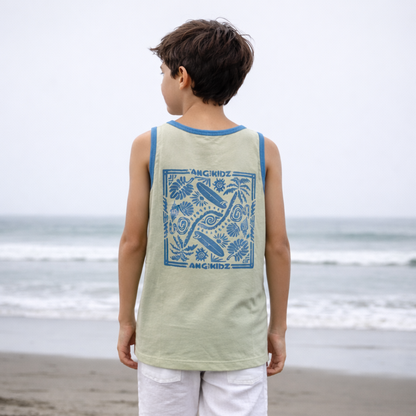 Polo Manga Cero Bividi Nino Algodon Verde Estampado Espalda ANG Kidz