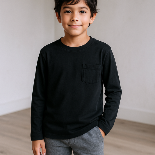 Polo Negro Bolsillo Niño - Le Petit Company | Ropa para Niños y Niñas