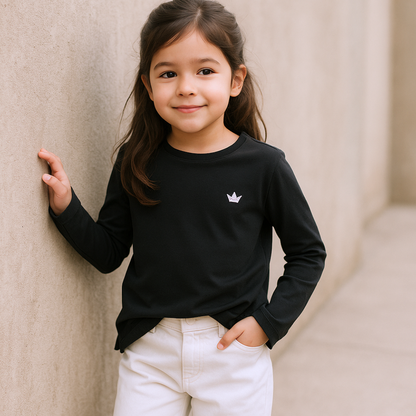 Polo Negro Bordado Niña - Le Petit Company | Ropa para Niños y Niñas