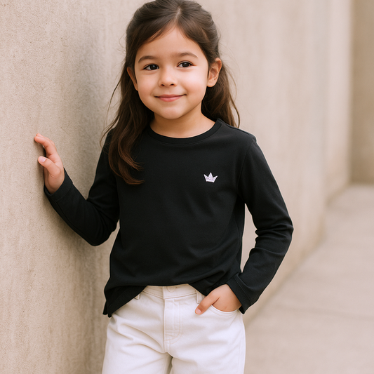 Polo Negro Bordado Niña - Le Petit Company | Ropa para Niños y Niñas